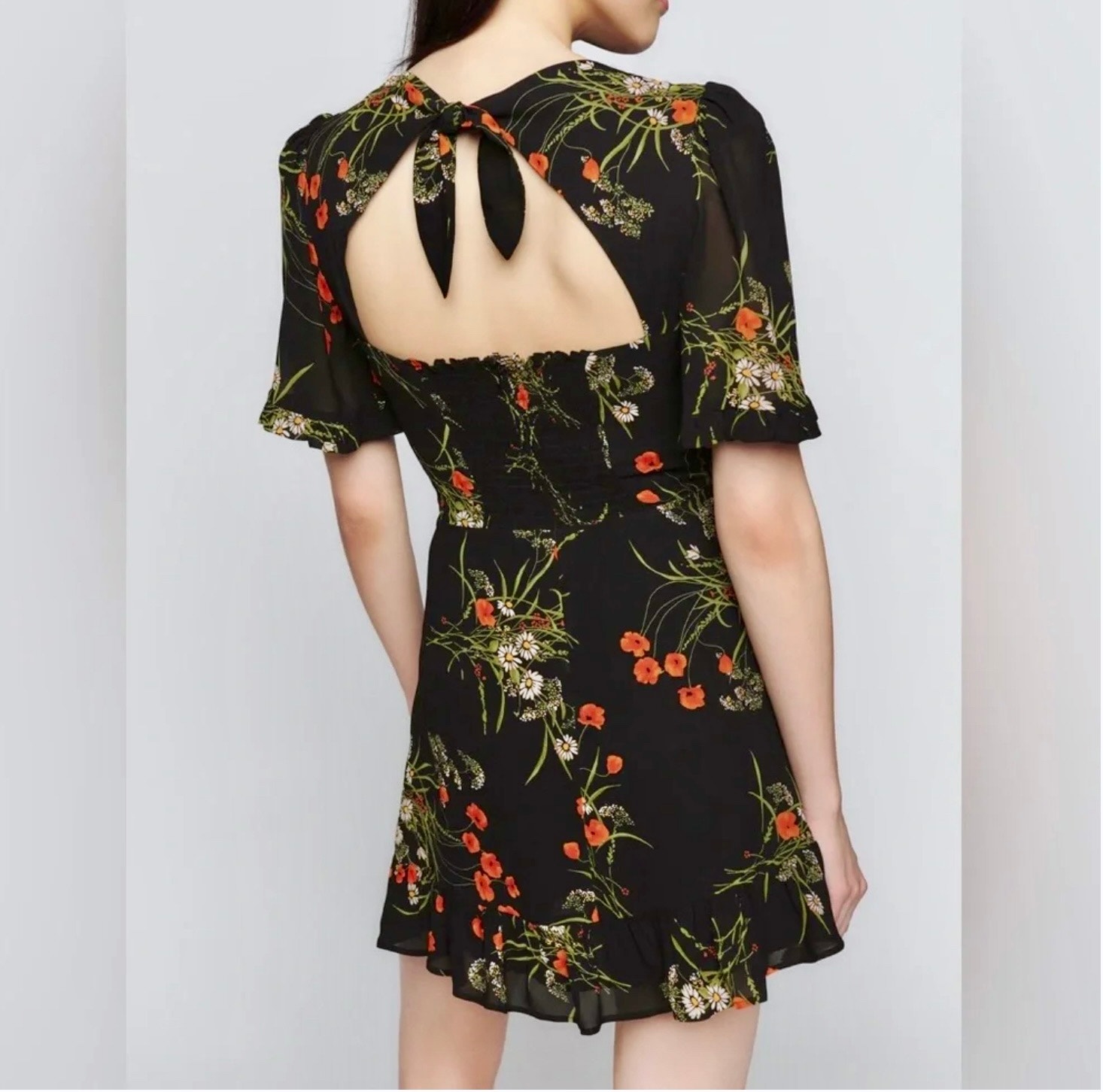 Reformation Alaina Mini Dress Floral Open Back Mini Dress Size Xs / Us 0